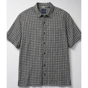 Tommy Bahama Mens 3XB Silk Cotton Button Up Shirt Gray Check Casual Resort